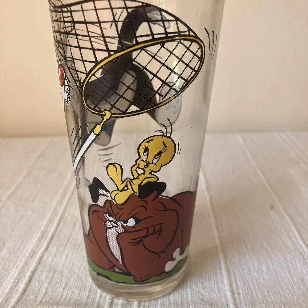 WARNER BROS 1976 Pepsi Collector Glass TWEETY SYLVESTER MARC ANTHONY 6-1/4